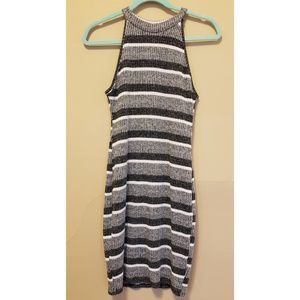 High Neck Ribbed Sweater Dress